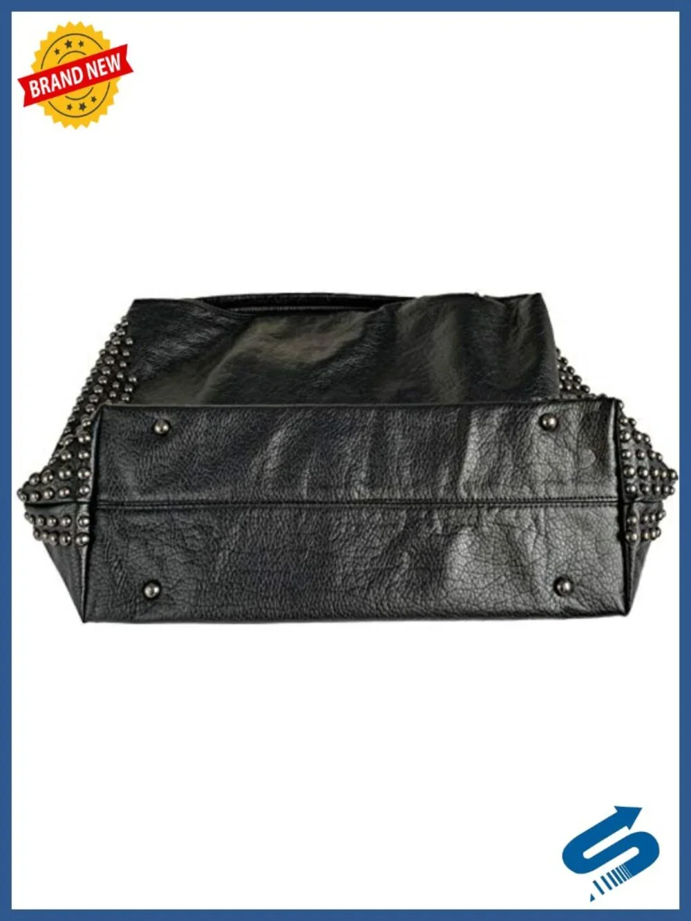 Large Gothic Studded Tote Satchel with Top Handle and Adjustable Shoulder